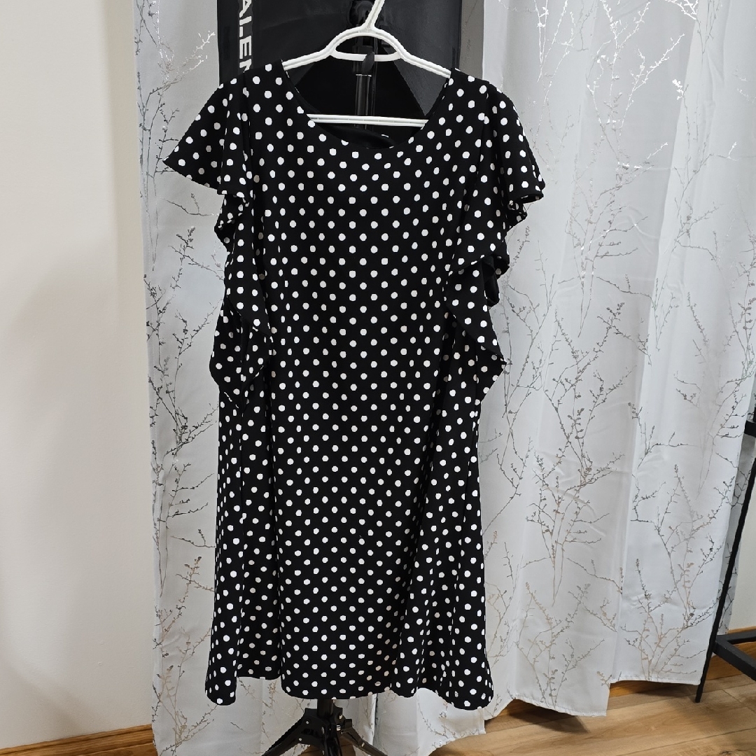 Lane Bryant Black And White Polka Dot Midi Dress